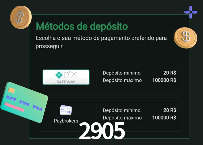O cassino 2905 oferece uma grande variedade de métodos de pagamento